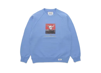 WACKO MARIA JEAN-MICHEL BASQUIAT / Washed Heavy Weight Crew Neck Sweat Shirt "Blue"
