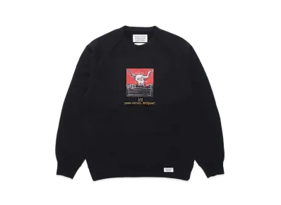 WACKO MARIA JEAN-MICHEL BASQUIAT / Washed Heavy Weight Crew Neck Sweat Shirt "Black"