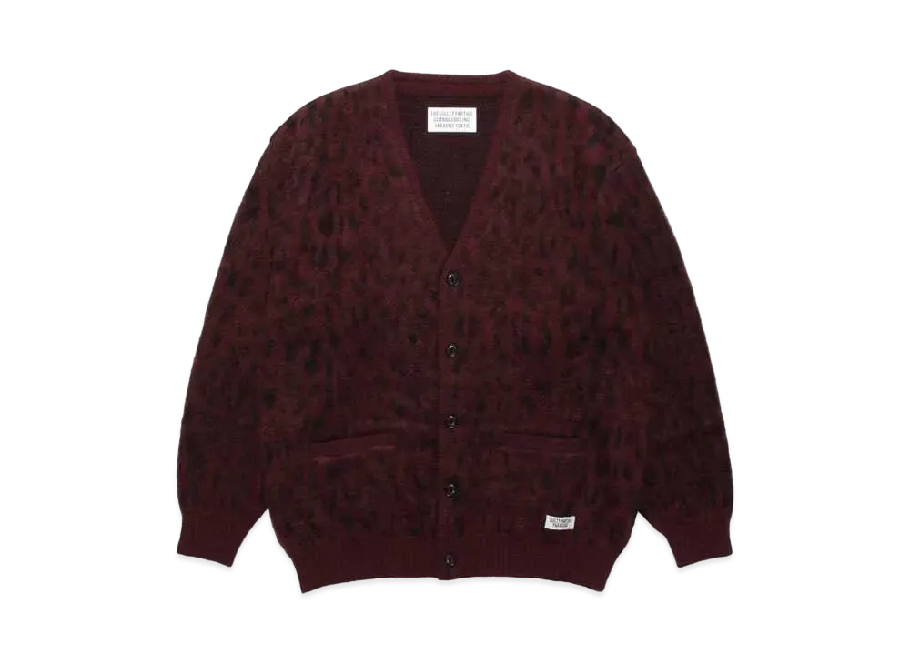 ワコマリア モヘヤ ニット ジャカード カーディガン "バーガンディー"