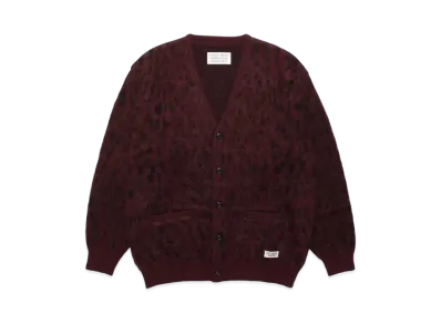 WACKO MARIA Mohair Knit Jacquard Cardigan "Burgundy"