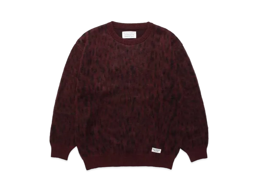 WACKO MARIA Mohair Knit Jacquard Sweater "Burgundy"