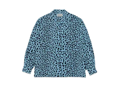 WACKO MARIA Leopard Open Collar Shirt "Light Blue"