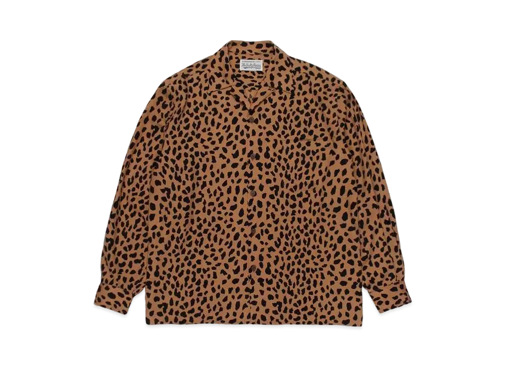 WACKO MARIA Leopard Open Collar Shirt "Brown"