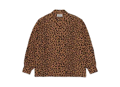 WACKO MARIA Leopard Open Collar Shirt "Brown"