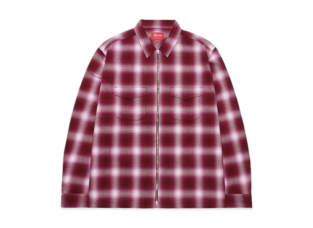 Supreme Shadow Plaid Flannel Zip Up Shirt "Magenta"