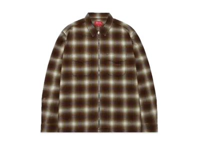 Supreme Shadow Plaid Flannel Zip Up Shirt "Brown"