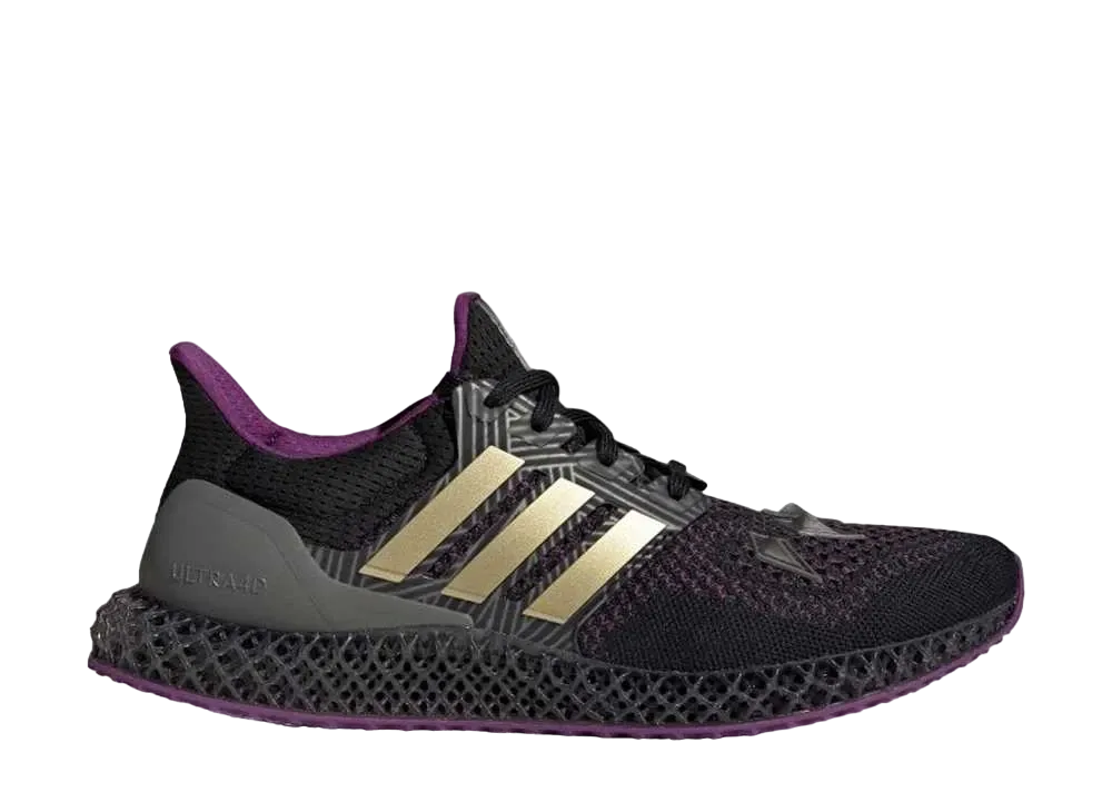 アディダス ウルトラ 4D X ブラックパンサー 2 "コア ブラック/ゴールド メタリック/トライブ パープル"