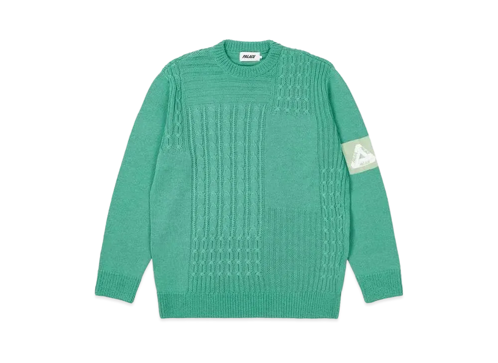 PALACE Cable Patchwork Knit "Mint"