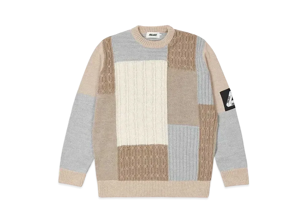PALACE Cable Patchwork Knit "Mulch"