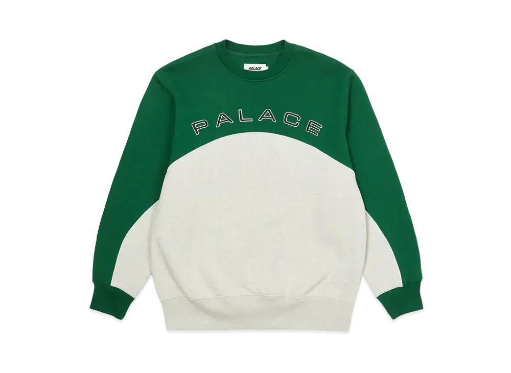 PALACE 2 Tone Arch Crew "Green / Grey Marl"