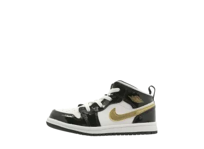 ナイキ TD エアジョーダン1 ミッド "パテントブラック/ホワイトゴールド"(キッズ)