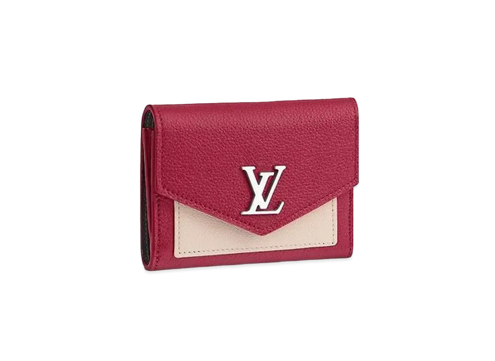 Louis Vuitton Mylockme Compact Wallet "Lie De Vin Etan Creme"