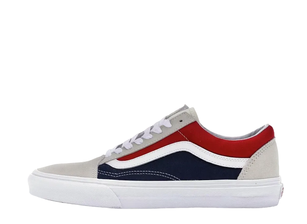 Vans Old Skool Retro Block "White/Red-Dress Blues"