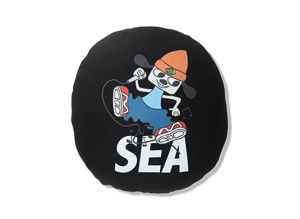 WIND AND SEA x PaRappa the Rapper (Parappa&SEA) Round Cushion "Black"