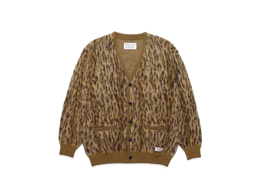 WACKO MARIA Leopard Mohair Knit Jacquard Cardigan "Brown"