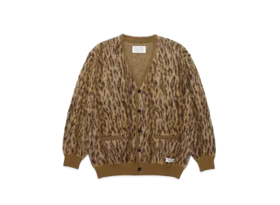 WACKO MARIA Leopard Mohair Knit Jacquard Cardigan "Brown"