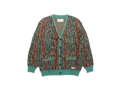 WACKO MARIA Leopard Mohair Knit Jacquard Cardigan "Green"