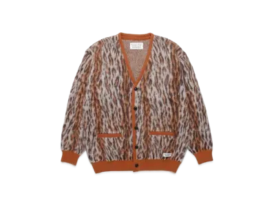 WACKO MARIA Leopard Mohair Knit Jacquard Cardigan "White"