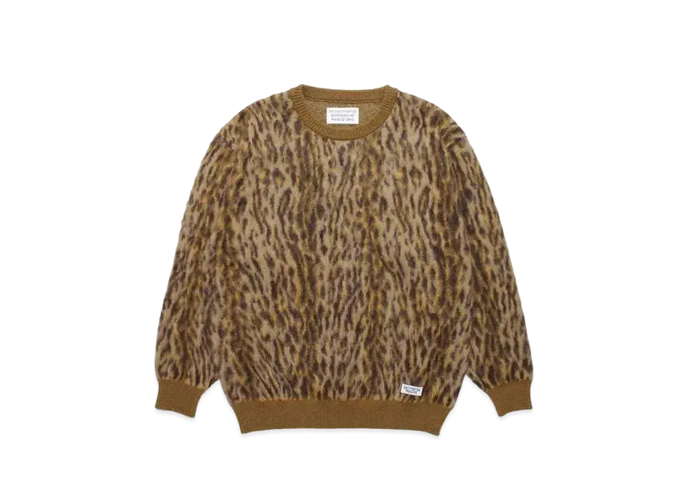 WACKO MARIA Leopard Mohair Knit Jacquard Sweater "Brown"