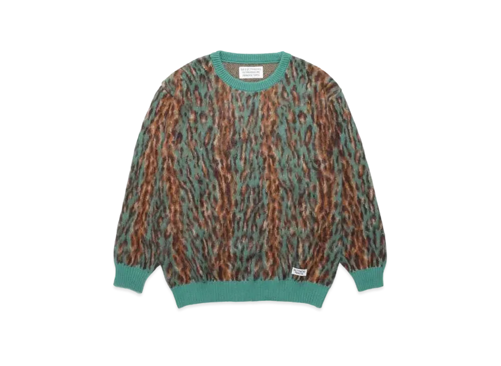 WACKO MARIA Leopard Mohair Knit Jacquard Sweater "Green"