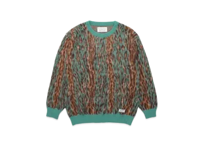 WACKO MARIA Leopard Mohair Knit Jacquard Sweater "Green"