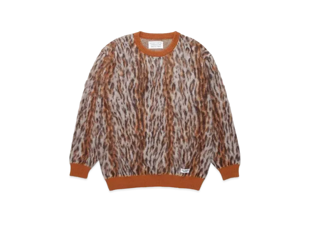 WACKO MARIA Leopard Mohair Knit Jacquard Sweater "White"