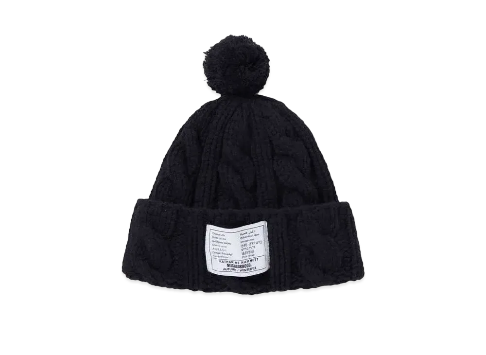 NEIGHBORHOOD KH . CABLE KNIT CAP . AC "Black"