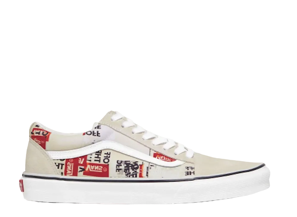 オフ ザ ウォール × バンズ オールドスクール プリント パターン "オフ ホワイト/レッド"