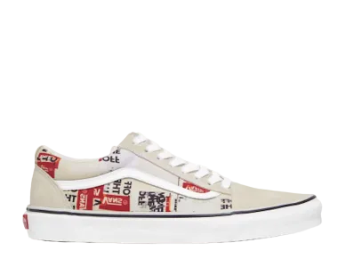 Off The Wall × Vans Old Skool Print Pattern "Off White/Red"