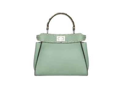 FENDI Peekaboo Mini Mint Green Selleria Bag With Exotic Details "Mint Green"