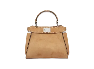 FENDI Peekaboo Mini Brown Suede Selleria Bag "Brown"