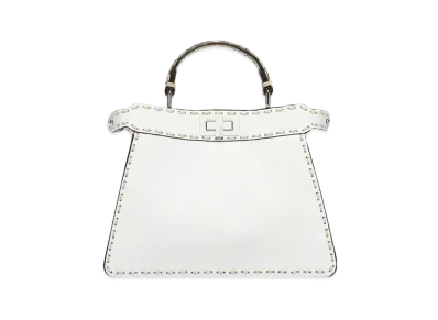 FENDI Peekaboo ISeeU Small White Selleria Bag With Exotic Details "White"