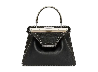 FENDI Peekaboo ISeeU Medium Black Selleria Bag With Exotic Details "Black"