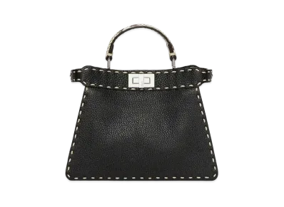 FENDI Peekaboo ISeeU Small Black Selleria Bag With Exotic Details "Black"