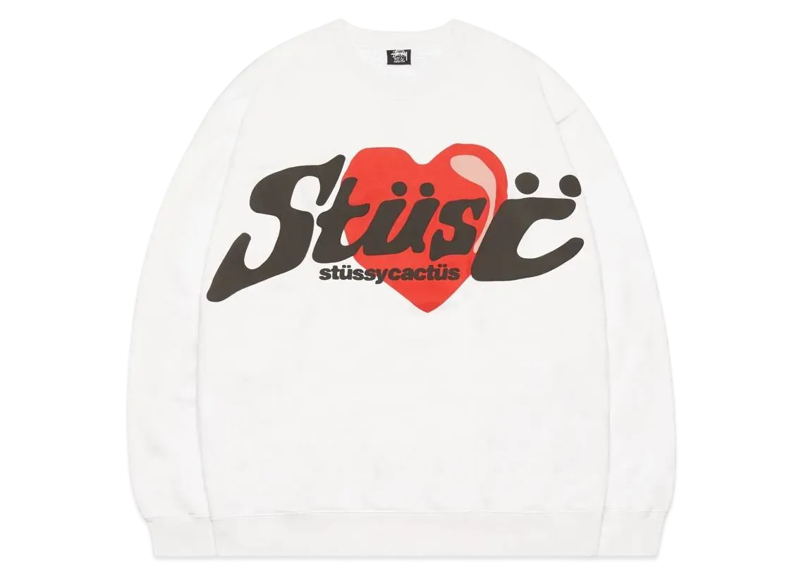 ステューシー カクタスプラントフリーマーケット ハート クルー "ホワイト"