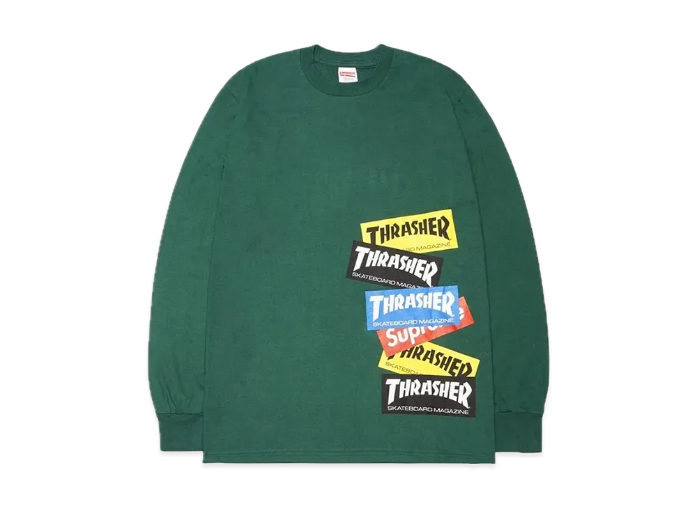 シュプリーム スラッシャー マルチ ロゴ L/S Tシャツ "ダーク グリーン"
