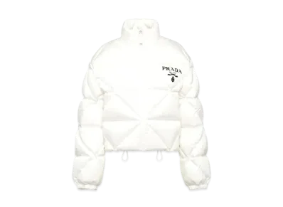 PRADA Re-Nylon Gabardine Cropped Down Jacket "White"