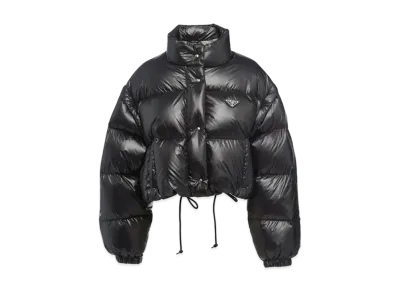 PRADA Re-Nylon Cropped Convertible Down Jacket "Black"