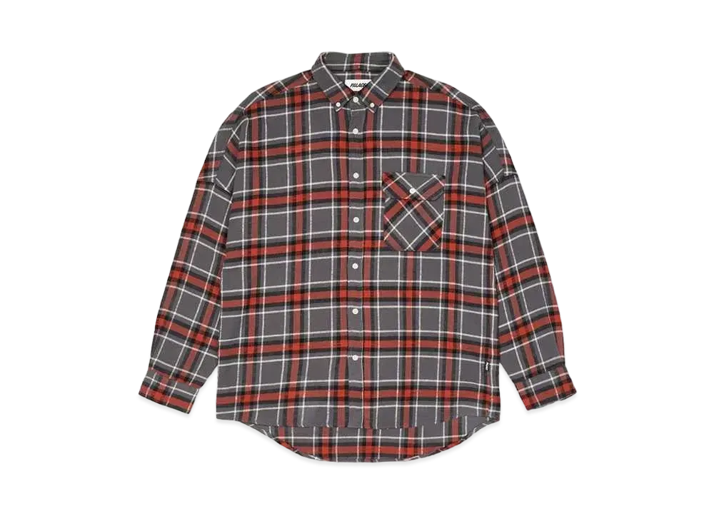 パレス フランネル ドロップ ショルダー シャツ "グレー"