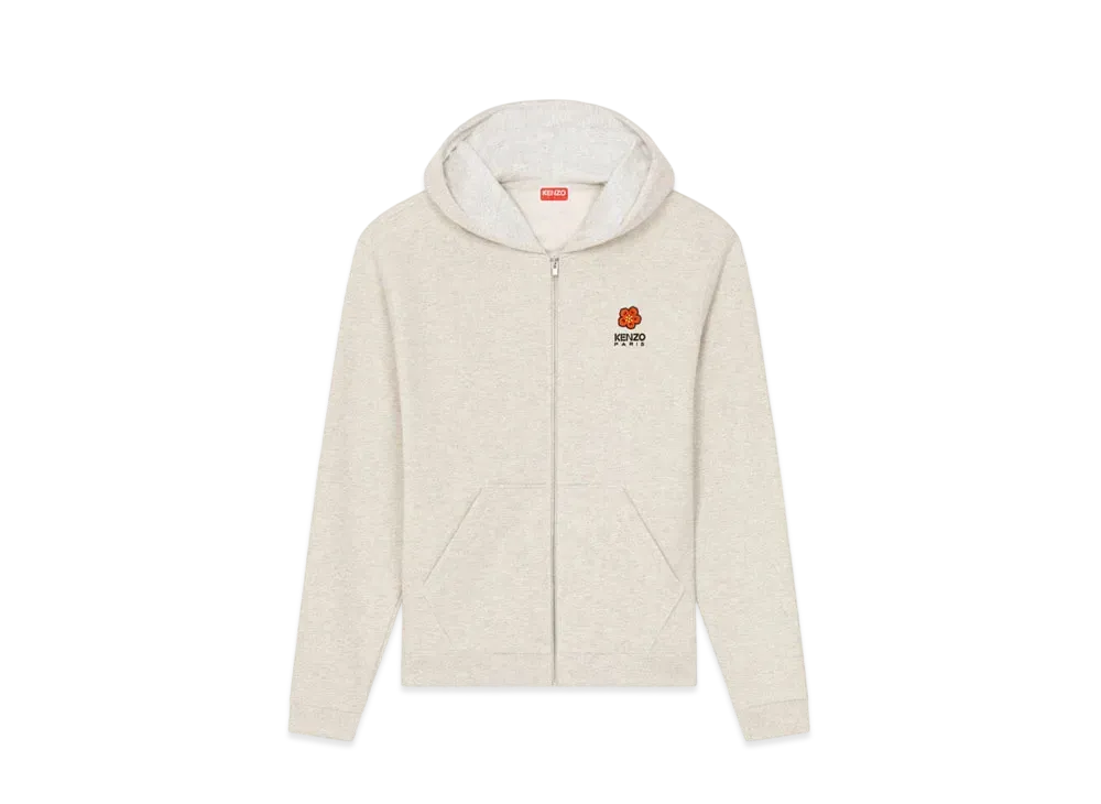 KENZO 'BOKE FLOWER' Crest Hoodie Zip Up Sweat "Pale Grey"