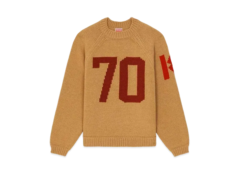 KENZO 'VARSITY' Merino Wool Jumper "Dark Camel"
