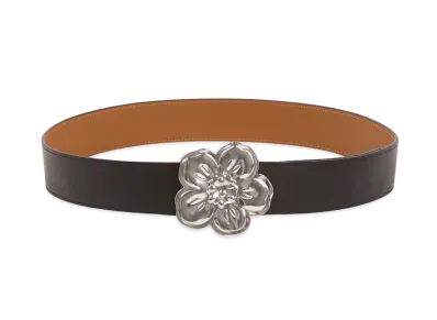 KENZO 'BOKE FLOWER' Wide Reversible Belt "Silver"