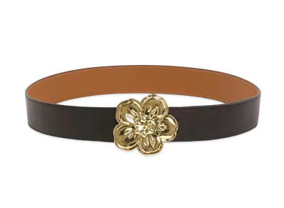 KENZO 'BOKE FLOWER' Wide Reversible Belt "Gold"