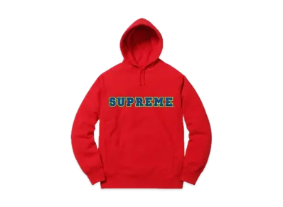 Supreme Cord Collegiate Logo Hooded Sweatshirt "Red"