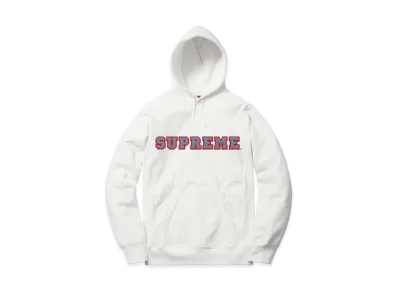 Supreme Cord Collegiate Logo Hooded Sweatshirt "White"