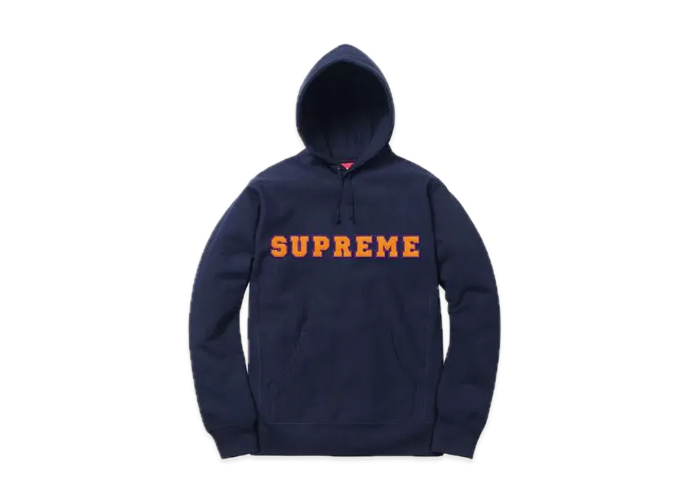 Supreme Cord Collegiate Logo Hooded Sweatshirt "Navy"