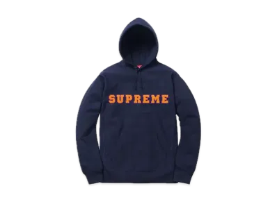 Supreme Cord Collegiate Logo Hooded Sweatshirt "Navy"