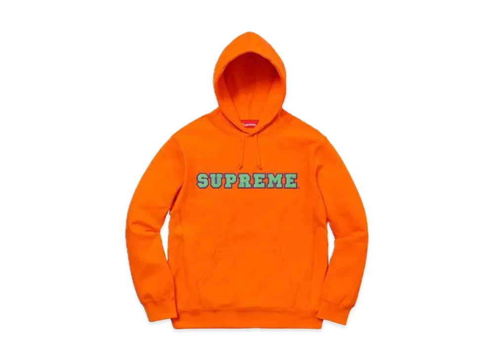 Supreme Cord Collegiate Logo Hooded Sweatshirt "Orange"