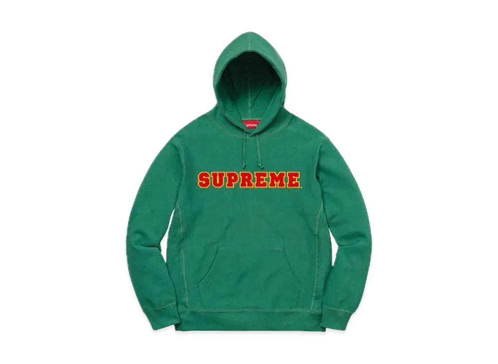 Supreme Cord Collegiate Logo Hooded Sweatshirt "Light Pine"