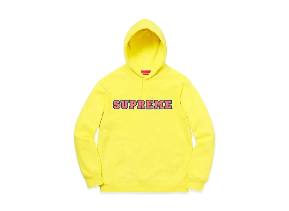Supreme Cord Collegiate Logo Hooded Sweatshirt "Lemon"